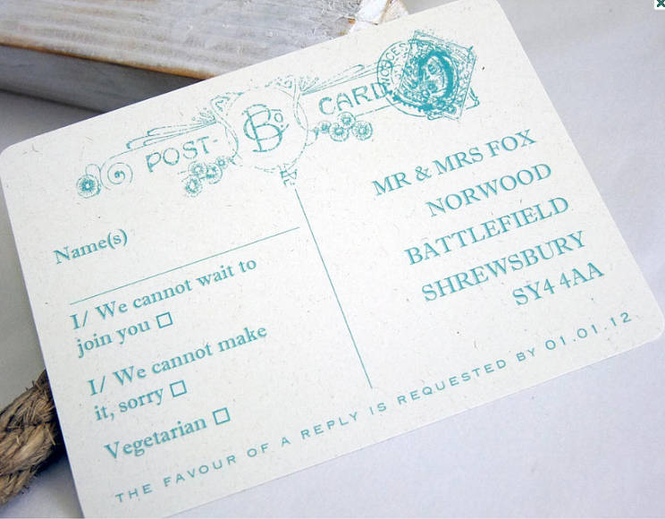 Wedding Invitation, Rsvp Postcard & Envelope By Artcadia