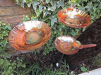 Copper Chalice Garden Bird Bath Sculpture Lt200, 11 of 12