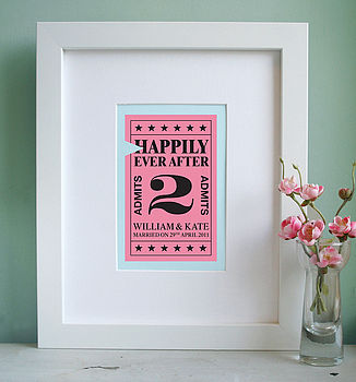 Personalised 'Ticket To Marriage' Print, 3 of 8