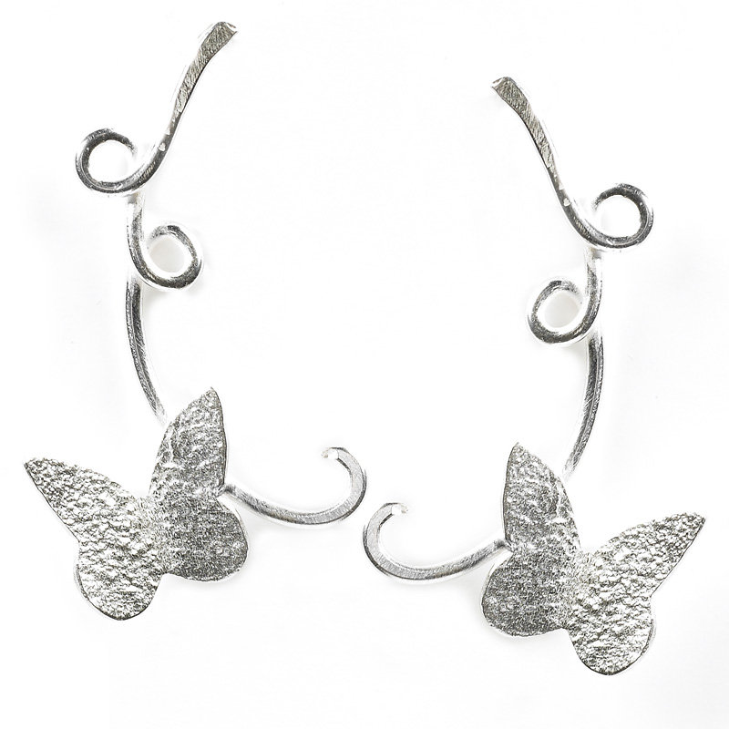 Silver Swirly Butterfly Earrings By Emma White Jewellery ...