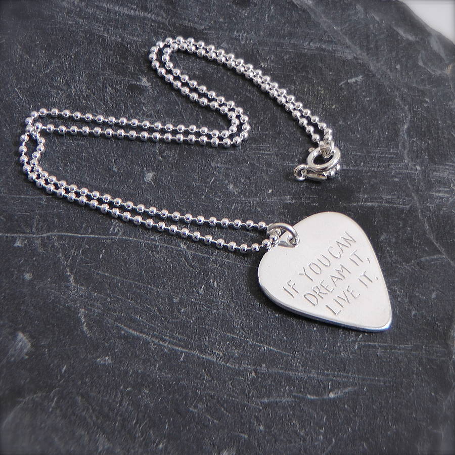 personalised solid silver plectrum necklace by dizzy ...