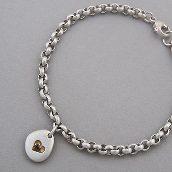 Pebble Bracelet Matt Silver With Gold Detail, 3 of 5