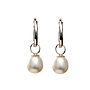Silver Hoop Earrings With Pearl Drop, thumbnail 1 of 2