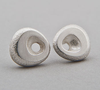 Rock Stud Earrings Solid Silver, 3 of 5