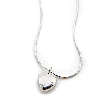 Ripple Pebble Heart Silver Necklace, 3 of 5
