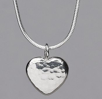 Ripple Pebble Heart Silver Necklace, 2 of 5