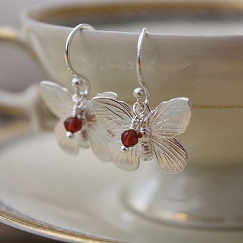 Sterling Silver Butterfly Earrings With Gemstones, 2 of 6
