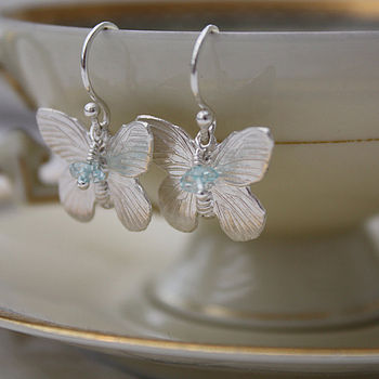 Sterling Silver Butterfly Earrings With Gemstones, 3 of 6