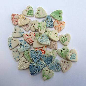Five Porcelain Heart Buttons, 4 of 4