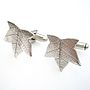 Maple Leaf Silver Cufflinks, thumbnail 1 of 4