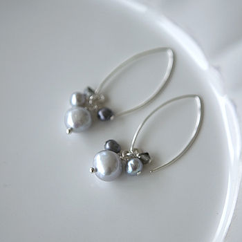Silver Pearl Cluster Earrings, 2 of 4