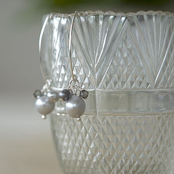 Silver Pearl Cluster Earrings, 3 of 4