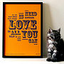 'All You Need Is Love' Letterpress Print, thumbnail 1 of 4