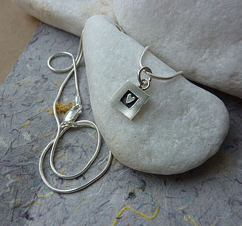 Silver Heart And Square Necklace, 2 of 4
