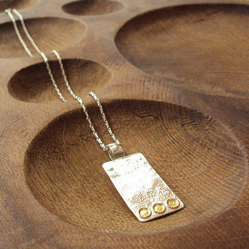 Silver And Gold Rectangle Pendant Necklace By Laura Creer ...