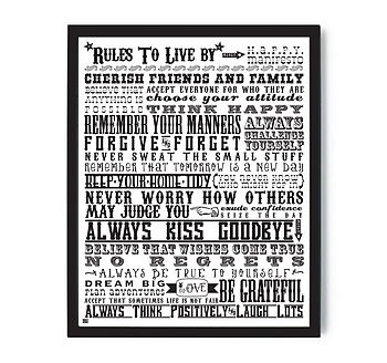 'Rules To Live By' Inspirational Print, 5 of 11