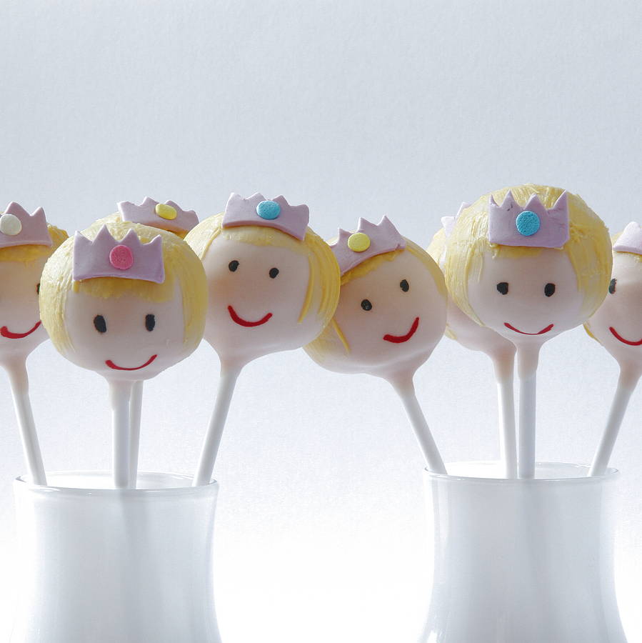 eight princess cake pops by the cake pop company