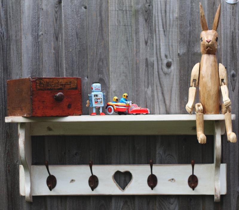 Wooden Heart Hook Shelf By WOODS VINTAGE HOME INTERIORS