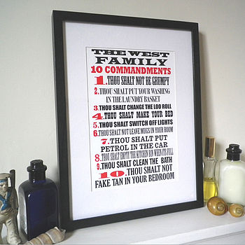 Personalised Family 10 Commandments Print, 2 of 8