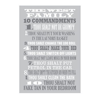 Personalised Family 10 Commandments Print, 4 of 8
