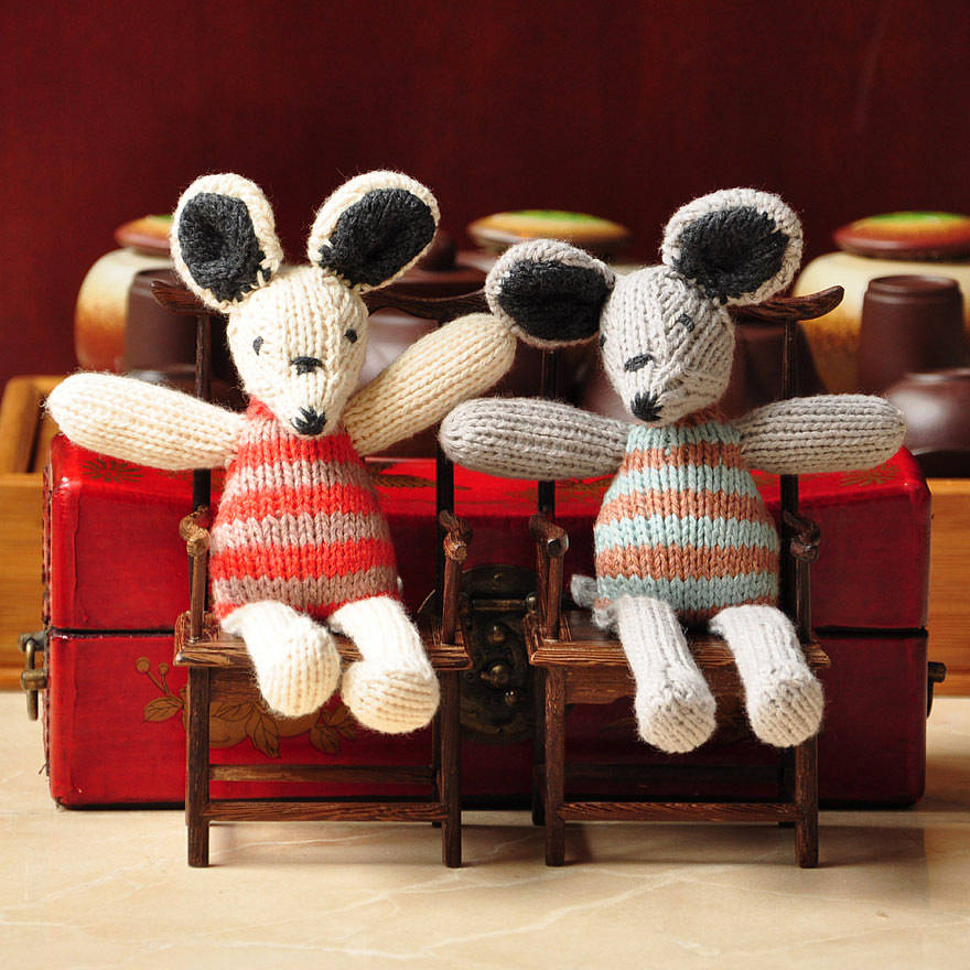 Hand Knitted Organic Cotton Mouse Soft Toy
