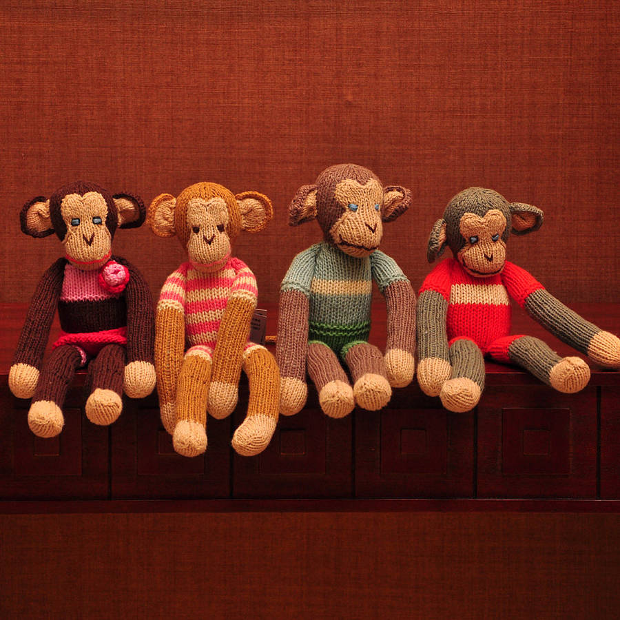Brown ChunkiChilli Organic Cotton Monkey Puppet Toy