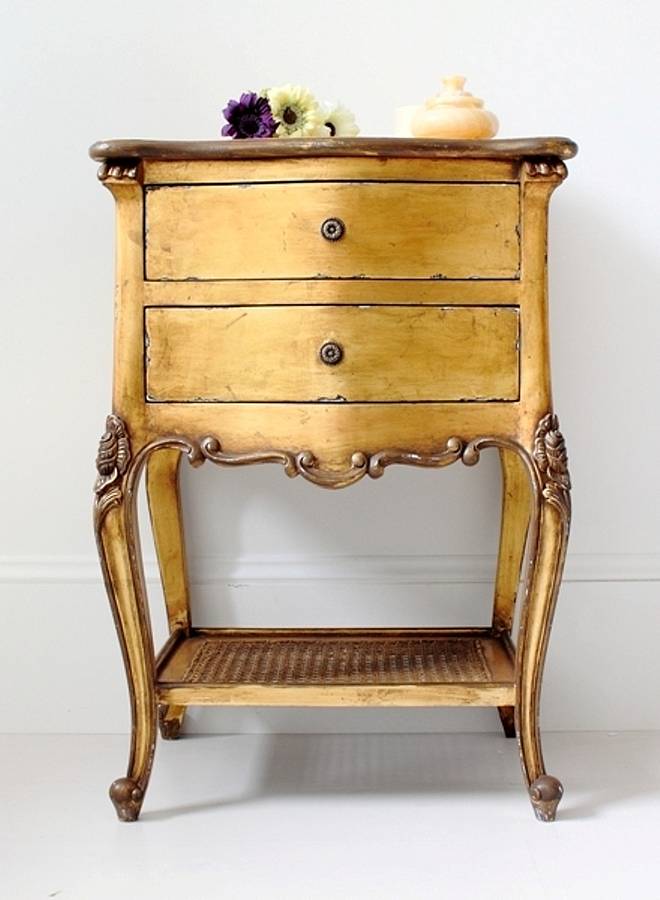 Gold French Style Bedside Table By Out, French Style Wooden Bedside Tables