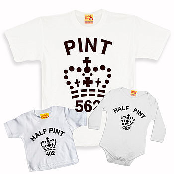 Matching Pint T Shirt Set Dad / Baby, 4 of 6