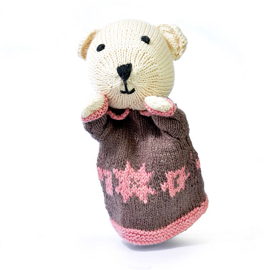 Hand Knitted Organic Cotton Polar Bear Puppet