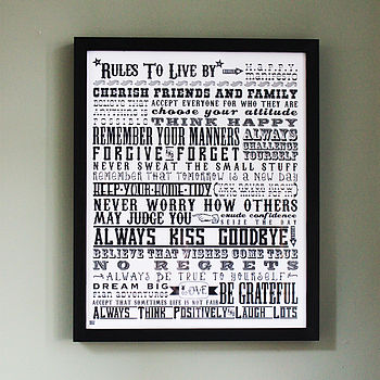 'Rules To Live By' Inspirational Print, 7 of 11