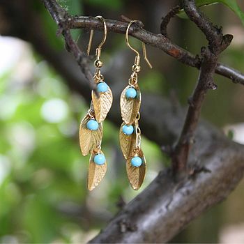 Delilah Gold Leaf And Bead Earrings, 4 of 7