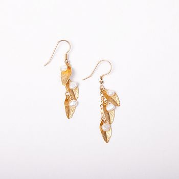 Delilah Gold Leaf And Bead Earrings, 6 of 7