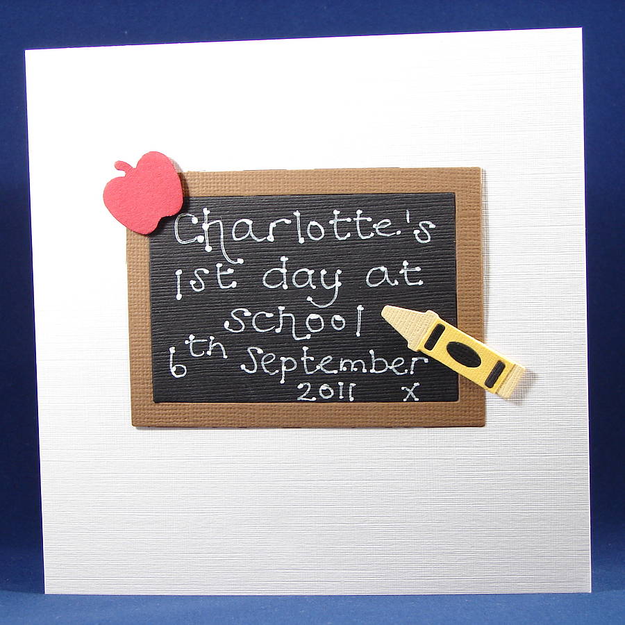 Handmade 6" Square Personalised First Day At School Card