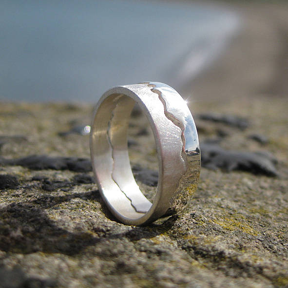 Personalised Silver Coastline Map Ring, 1 of 8