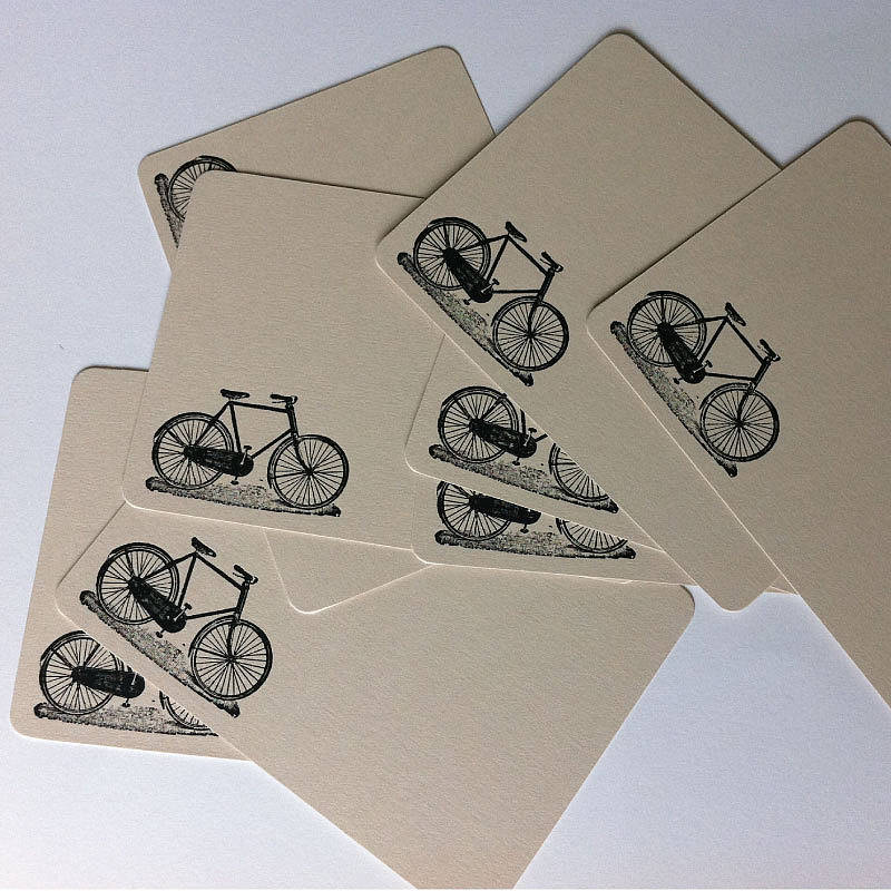 Set Of Eight Bicycle Letterpress Note Cards By Little Red Press ...