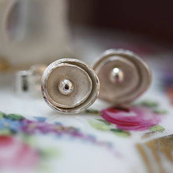 Handmade Silver Wild Roses Stud Earrings, 4 of 7
