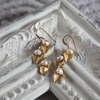 Delilah Gold Leaf And Bead Earrings, 2 of 7