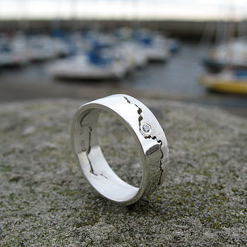 Personalised Silver Coastline Map Ring, 6 of 8