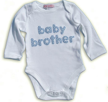 Little Sister/Brother Applique Baby Grow, 5 of 8