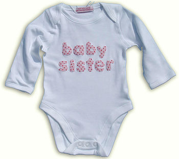 Little Sister/Brother Applique Baby Grow, 6 of 8