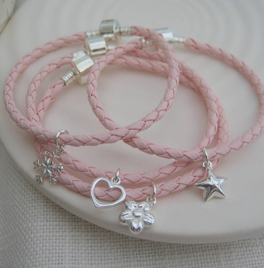 Leather Friendship Bracelet With Silver Charm By Evy Designs