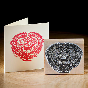 The Folk Heart Christmas Rubber Stamp, 2 of 2