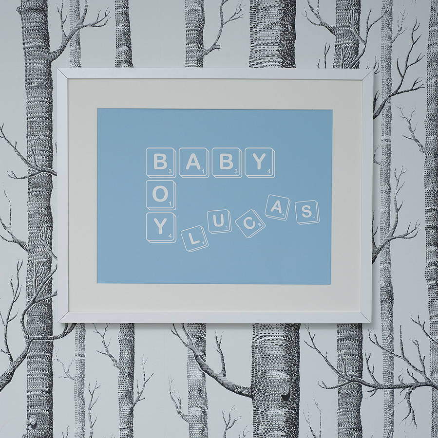 Personalised 'Baby Boy' Art Print By Percy and Nell