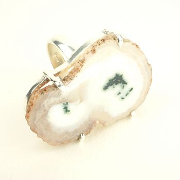 White Agate And Silver Ring, 2 of 4