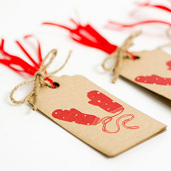 Christmas Gift Tags 'Mitts Off' Brown, 3 of 8