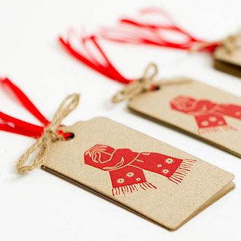 Christmas Gift Tags 'Mitts Off' Brown, 4 of 8
