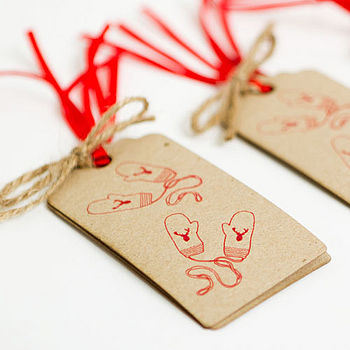 Christmas Gift Tags 'Mitts Off' Brown, 6 of 8