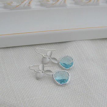 Orchid Flower Faceted Glass Drop Earrings, 6 of 6