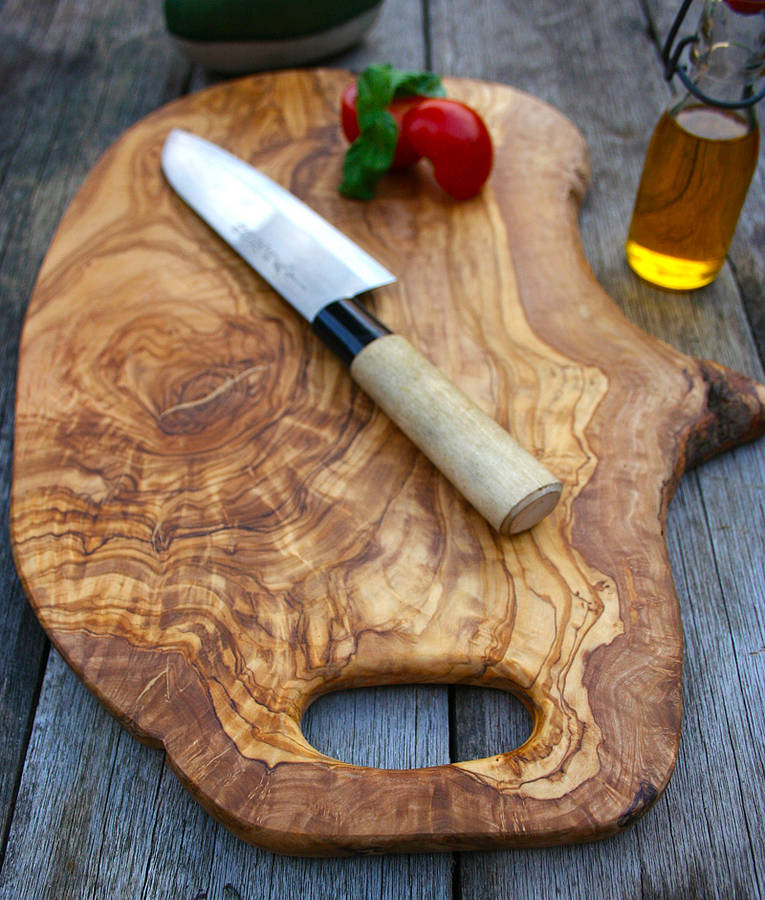 Large Rustic Olive Wood 45cm Chopping Board By The Rustic Dish 
