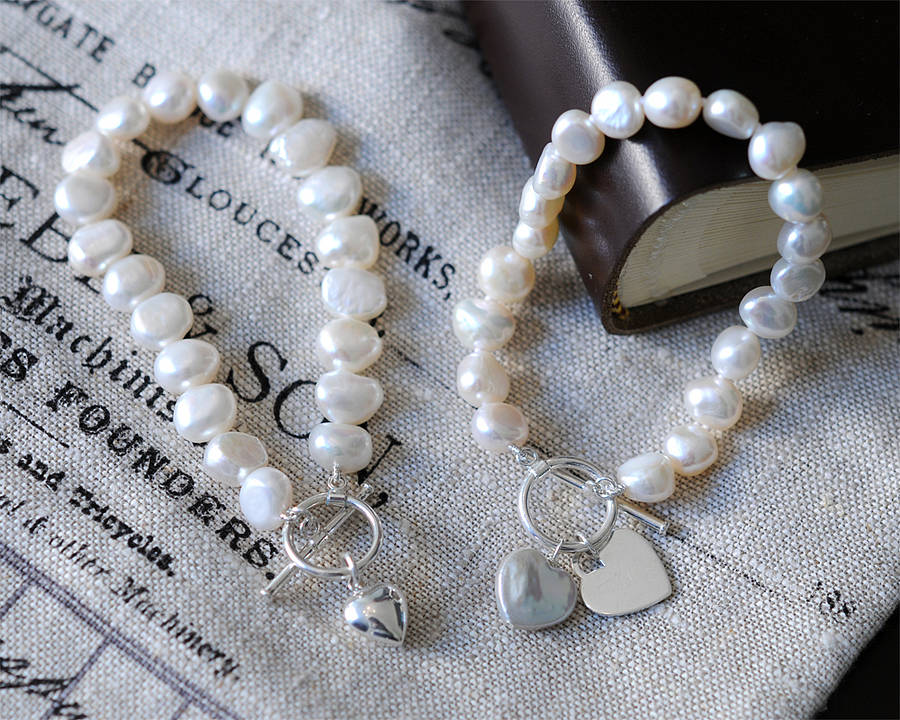 Freshwater Pearl Bracelet With Silver Heart, 1 of 8